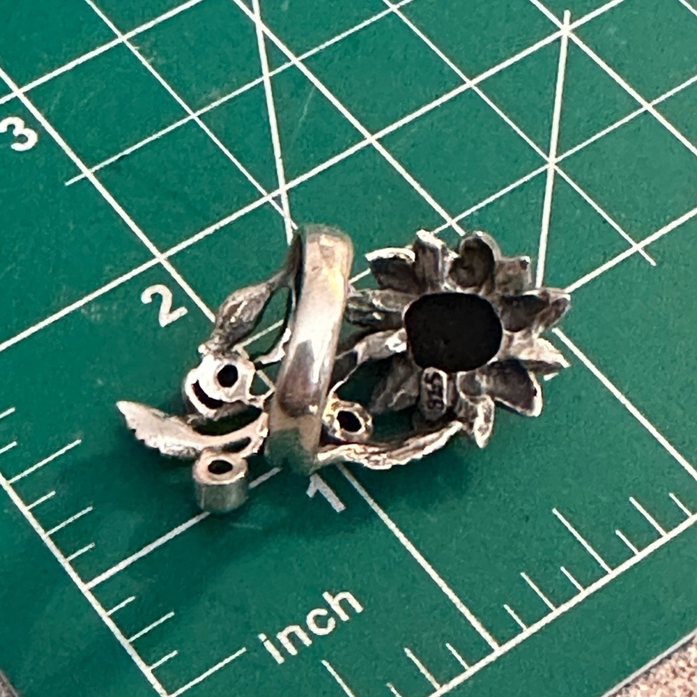 Opal Flower Statement Bypass Wrap Sterling Silver… - image 8